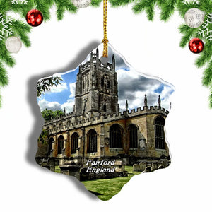 UK England Fairford Castle Christmas Ornament 3 Inches Snow