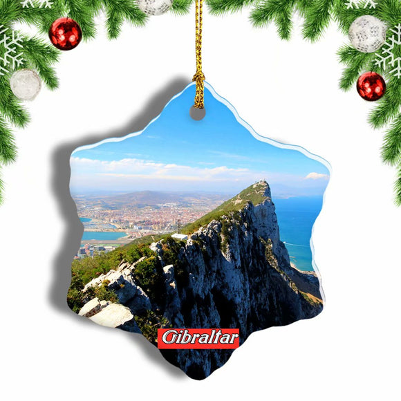 Gibraltar Cliff Rock Christmas Ornament 3 Inches Snow