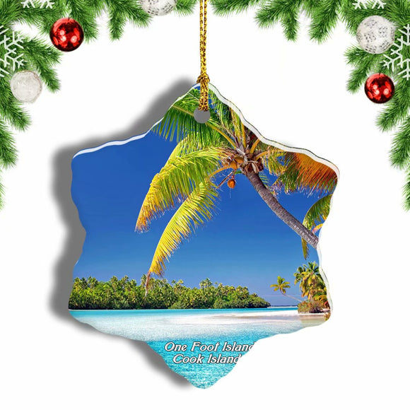 Cook Islands One Foot Island Christmas Ornament 3 Inches Snow