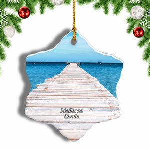 Spain Muro Beach Mallorca Christmas Ornament 3 Inches Snow