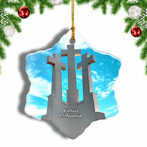 Three Crosses Vilnius Lithuania Christmas Ornament 3 Inches Snow