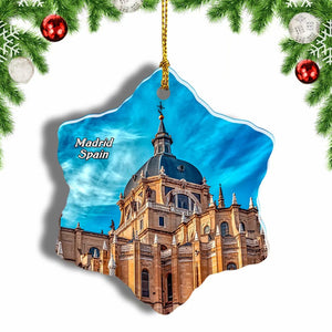 Spain Almudena Cathedral Madrid Christmas Ornament 3 Inches Snow