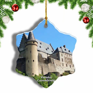 Luxembourg Vianden Castle Christmas Ornament 3 Inches Snow