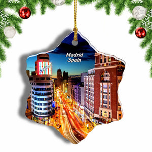 Spain Street Madrid Christmas Ornament 3 Inches Snow