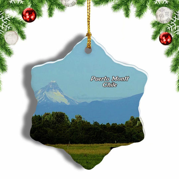 Chile Osorno Volcano Puerto Montt Christmas Ornament 3 Inches Snow