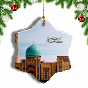 Hazrati Imam Mosque Tashkent Uzbekistan Christmas Ornament 3 Inches Snow