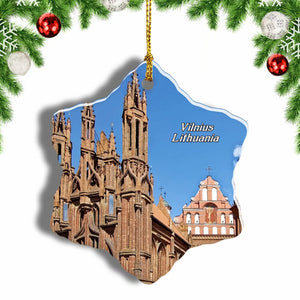 Lithuania Vilnius St. Anne's Church Christmas Ornament 3 Inches Snow