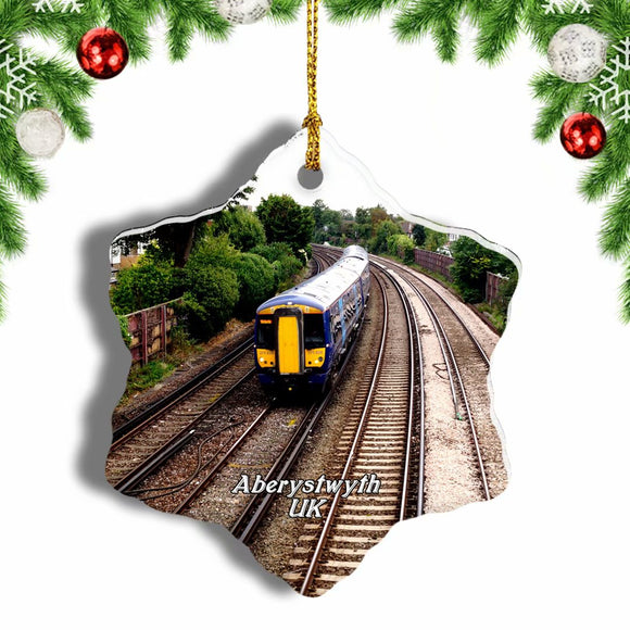 UK England Vale of Rheidol Railway Aberystwyth Christmas Ornament 3 Inches Snow