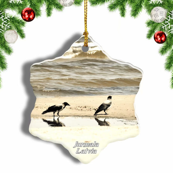 Latvia Jurmala Beach Christmas Ornament 3 Inches Snow