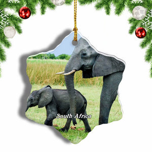 South Africa Elephant Christmas Ornament 3 Inches Snow