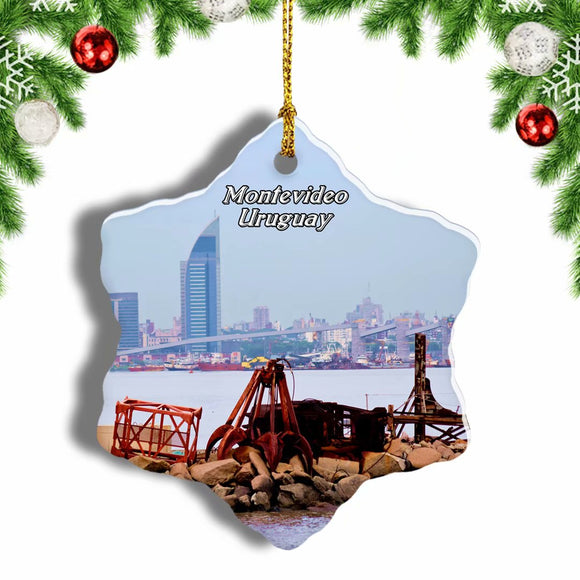 Uruguay Montevideo Christmas Ornament 3 Inches Snow