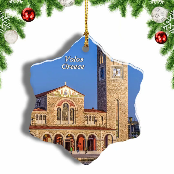 Greece Volos Church Christmas Ornament 3 Inches Snow