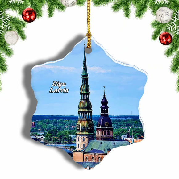 Old Town Riga Latvia Christmas Ornament 3 Inches Snow