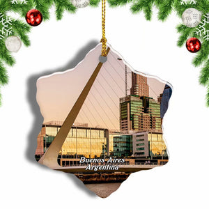 Argentina Puerto Madero Buenos Aires Christmas Ornament 3 Inches Snow