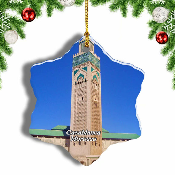 Morocco Hassan II Mosque Casablanca Christmas Ornament 3 Inches Snow