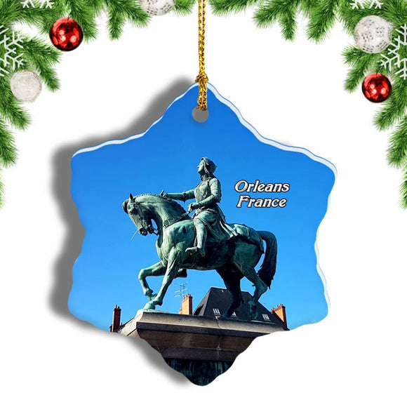 France Statue Joan of Arc Orleans Christmas Ornament 3 Inches Snow