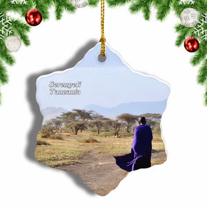 Tanzania Serengeti Massai Christmas Ornament 3 Inches Snow