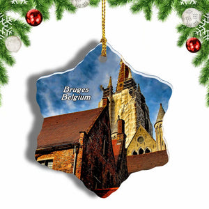 Belgium Cathedral Bruges Christmas Ornament 3 Inches Snow