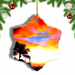 Silhouette Seychelles Christmas Ornament 3 Inches Snow