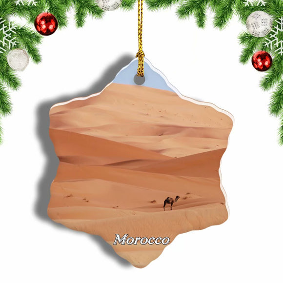 Morocco Desert Sand Dunes Morocco Camel Christmas Ornament 3 Inches Snow