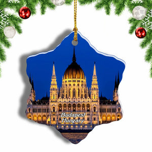 Hungary Hungarian Parliament Building Budapest Christmas Ornament 3 Inches Snow