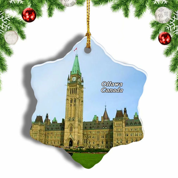 Canada Parliament Hill and Buildings Ottawa Christmas Ornament 3 Inches Snow