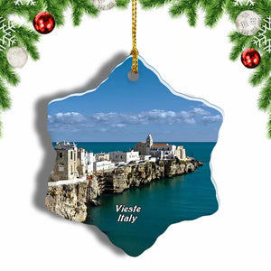 Vieste Italy Christmas Ornament 3 Inches Snow