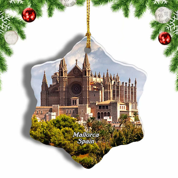 Spain Palma Mallorca Cathedral Christmas Ornament 3 Inches Snow