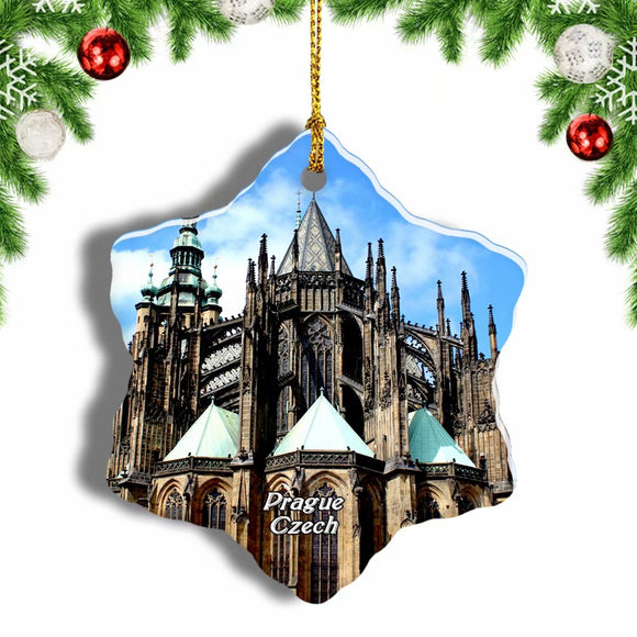 Czech St. Vitus Cathedral Prague Christmas Ornament 3 Inches Snow