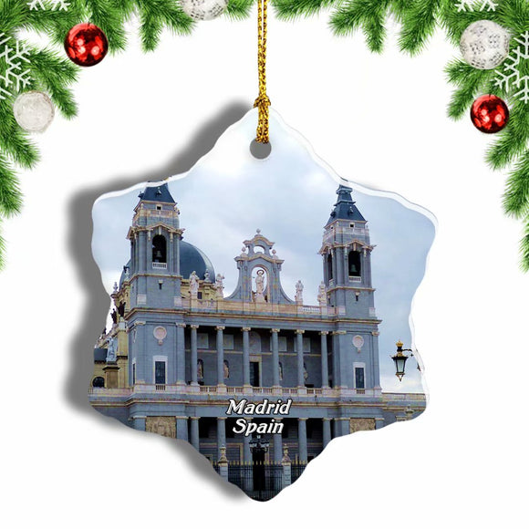 Spain Almudena Cathedral Madrid Christmas Ornament 3 Inches Snow