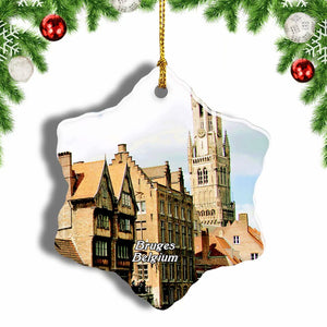 Belgium Belfort Bruges Christmas Ornament 3 Inches Snow