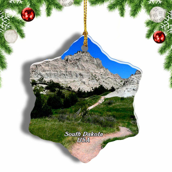 USA America Badland National Park South Dakota Christmas Ornament 3 Inches Snow