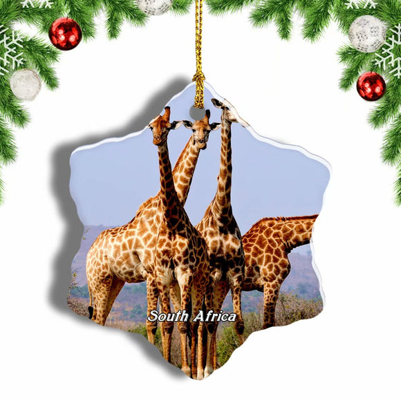 South Africa Giraffe Christmas Ornament 3 Inches Snow