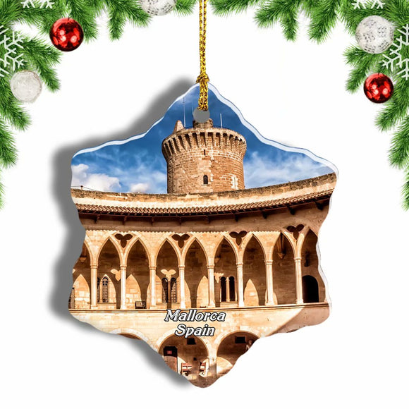 Spain Bellver Castle Mallorca Christmas Ornament 3 Inches Snow