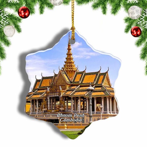 Cambodia Royal Palace Phnom Penh Christmas Ornament 3 Inches Snow