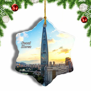 Korea Lotte World Tower Seoul Christmas Ornament 3 Inches Snow