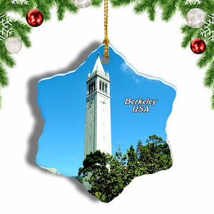 USA America Sather Tower Berkeley Christmas Ornament 3 Inches Snow