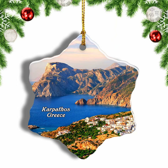 Greece Karpathos Christmas Ornament 3 Inches Snow