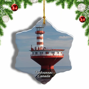 Canada Lighthouse Tadoussac Christmas Ornament 3 Inches Snow