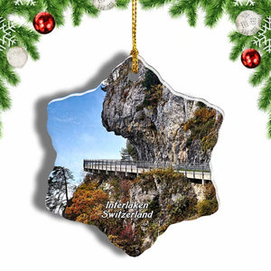 Switzerland Staubbach Falls Interlaken Christmas Ornament 3 Inches Snow