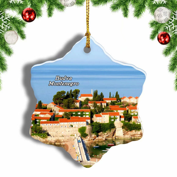 Old Town Budva Montenegro Christmas Ornament 3 Inches Snow