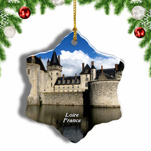 France Castle Sully Sur Loire Christmas Ornament 3 Inches Snow