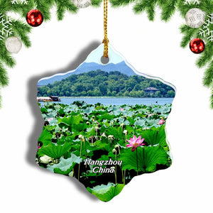 China West Lake Hangzhou Christmas Ornament 3 Inches Snow