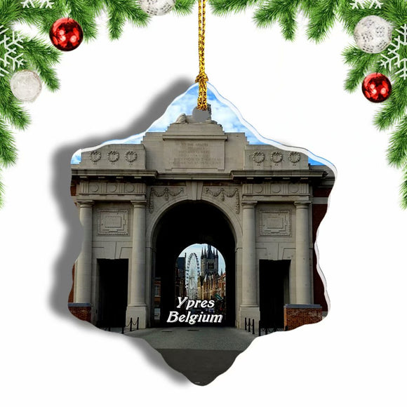 Belgium Menin Gate Memorial Ypres Christmas Ornament 3 Inches Snow