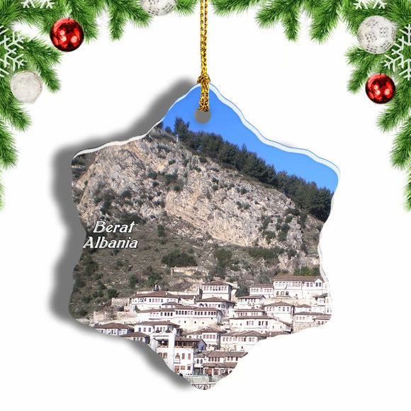 Albania Berat Castle Christmas Ornament 3 Inches Snow