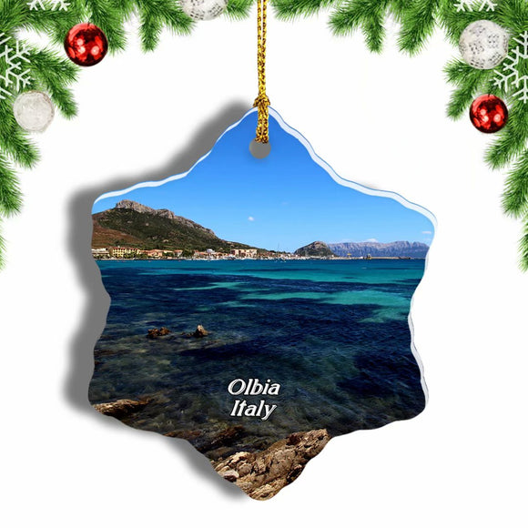 Italy Porto Istana Beach Olbia Christmas Ornament 3 Inches Snow