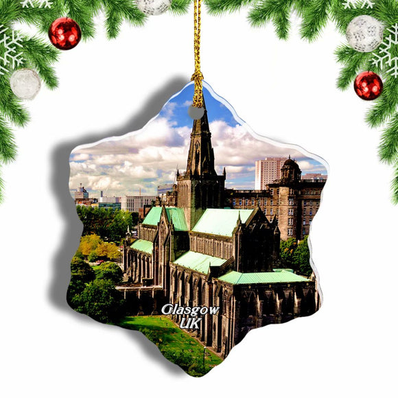 UK England Glasgow Cathedral Christmas Ornament 3 Inches Snow