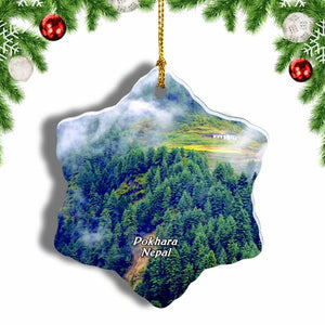 Sarangkot Pokhara Nepal Christmas Ornament 3 Inches Snow