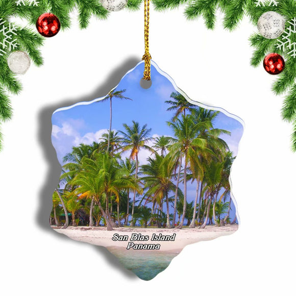 San Blas Island Caribbean Panama Christmas Ornament 3 Inches Snow