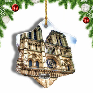 France Amiens Cathedral Christmas Ornament 3 Inches Snow